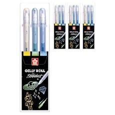 GELLY ROLL 星塵墨水筆 1.0mm 3入組 B, 4套, 托帕石黃, 蛋白石綠, 海藍寶藍