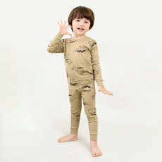 unifriend 兒童款繪畫恐龍羅紋九分家居服套裝