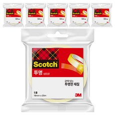 스카치 다용도 테이프 리필 18mm x 20m, 투명, 6개