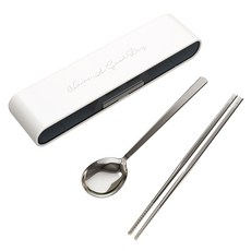 SP SAUCE 攜帶型304不銹鋼筷勺餐具盒精裝組, 1套, 米白色, 筷子 + 湯勺 + 餐具盒