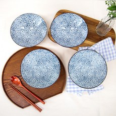 日常蓋飯陶瓷麵碗盤, 4個, 滿天星