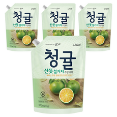참그린 청귤 산뜻 설거지 주방세제 리필, 970ml, 4개