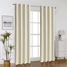 comet 素色亞麻遮光窗簾, 淺褐色