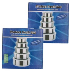 廚用不鏽鋼保鮮盒5件套, 防溢保鮮, 可電磁爐加熱, 耐高溫, 250ml + 450ml + 650ml +950ml +1300ml, 2組