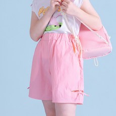 ILoveJ 女童涼感透氣Cubi開衩化纖四分褲
