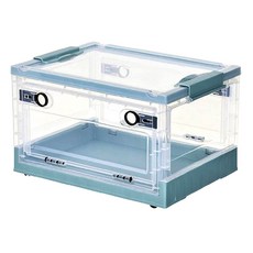 三開摺疊收納箱, 靜謐藍 + 白透明蓋, 734 小號(40.5 x 29 x 24cm), 1個