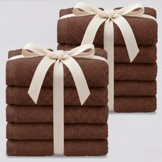 Tamsaa 經典緞帶包裝飯店毛巾 200g 40支, 10個, 摩卡棕色
