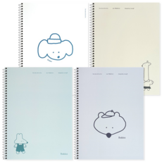 moong9 Boba Mono彈簧練習本 4種組, 白色, 棕色, 橄欖色, 灰色, 1套