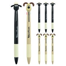 핑크풋 3000 월레스와 그로밋 피규어 3색볼펜 0.7mm 2종 세트, 베이지, 블랙, 4세트