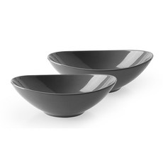 PRELUDE 義大利麵橢圓陶瓷寬碗, 木炭, 2個