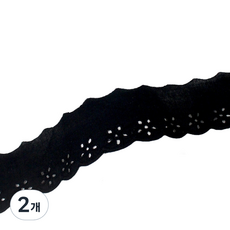 아이엔피 파인코튼 리본 면 자수 레이스 5 x 270 cm, 블랙, 2개