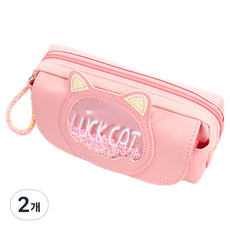 TODAY LIVING 閃亮亮貓咪亮片鉛筆盒 R65013, 2個, 粉紅色