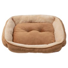 Dogfeet 經典款方型寵物睡床 柔軟舒適, 咖啡色, 1入, S
