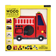mudpuppy 4層木質拼圖 交通工具套裝, 36片, 1組