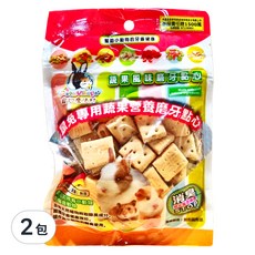 Pet Village 魔法村 鼠兔用綜合三明治磨牙餅, 多種磨牙造型，天然蔬菜穀物玉米製成，適合兔子、天竺鼠、倉鼠、全鼠類食用, 120g, 2包