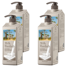 밀크바오밥 대용량 단백질 손상모 샴푸 화이트솝향, 1L, 4개