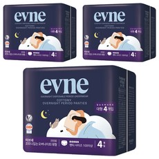evne Cottony夜用褲型衛生棉, 4片, 3包, L(100號以上)