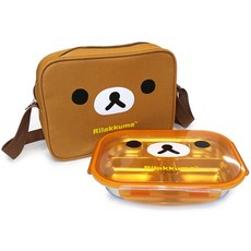 Rilakkuma 不鏽鋼飯盒+隨身包組, 拉拉熊, 餐盤+蓋子+收納袋