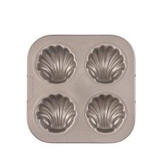 Hanomad 貝殼貝殼瑪德蓮模具 4格 金色, 1個