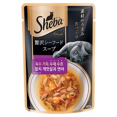 쉬바 고양이 주식 파우치, 참치 게맛살과 연어, 40g, 1개