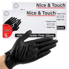나이스앤터치 니트릴 장갑 100p, 블랙, 소(S), 2개