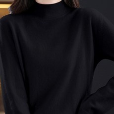 더시럽 여성용 데일리 컬러풀 하프넥 니트