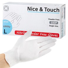 나이스앤터치 식품용 니트릴장갑 100p, 화이트, 대(L), 1개
