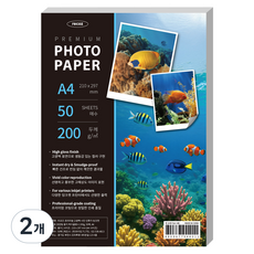리코즈 프리미엄 고광택 사진 인화지 잉크젯 포토 프린팅 용지 하이글로시 포토용지 200g, 100개, A4