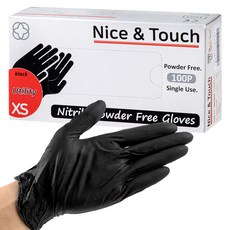Nice&Touch 丁腈手套 100p, 黑色, XS, 1個