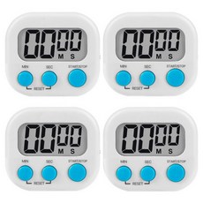 유니트리 주방 자석 타이머 시계, 4개, 화이트 4개, 화이트