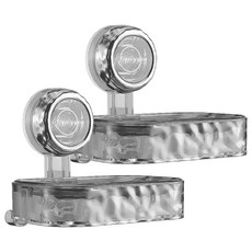 波紋吸盤雙層肥皂盒，透明色，尺寸13.5cm x 8.5cm x 21cm，附掛鉤x2, 單層透明銀, 2個