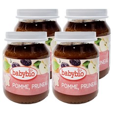 babybio 生機果泥 蘋果黑棗, 130g, 4罐