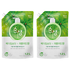 Soonsaem 檸檬酸蔬果碗盤洗潔精補充包, 1.2L, 2包