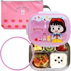 Little me 矽膠 1 件不銹鋼板套裝, 白雪公主, 不鏽鋼餐盤+收納袋+矽膠圈, 1組