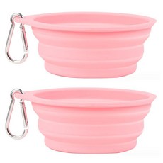 DING DONG PET 寵物楓葉可折疊矽膠碗 1口 600ml, 粉紅色, 2個