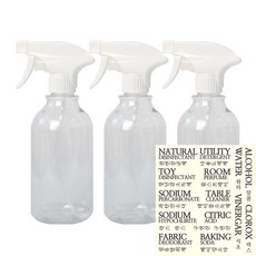 ROMANTIC NOVEMBER 噴霧器 無字樣 520ml 3入 + 新版噴霧器貼紙, 透明 + 白色噴頭, 1套