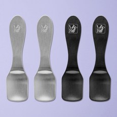Cookco 304不鏽鋼甜點冰淇淋方匙 2款 x 2入組, 1套, 銀色, 黑色