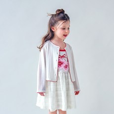 MARI N MORI 女童款夏日縫線愛心鈕扣開襟衫