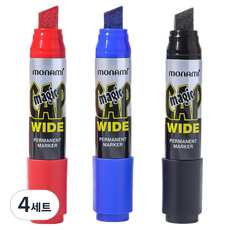 모나미 굵은촉 매직 캡 와이드 13mm 3종 세트, 블랙, 레드, 블루, 4세트