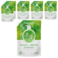 Soonsaem 檸檬酸蔬果碗盤洗潔精補充包, 1.2L, 6包