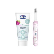 Chicco 兒童牙刷組 適合12個月以上兒童, 草莓牙膏+牙刷, 1組