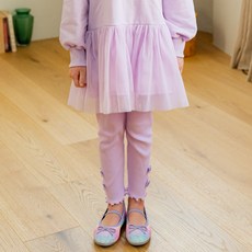 Lala Amang 女童款蝴蝶結羅紋滾邊內搭褲