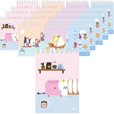 ibis 比熊圖案PP線圈筆記本組 60頁 4款 各5入, 1組, 廚房款+書桌款+三明治款+自動販賣機款