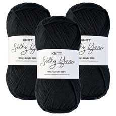 니뜨 실키얀 뜨개실 100g, 20 블랙, 3개