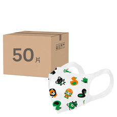 淨新科技 3D立體寬耳幼幼醫療口罩, 50片, 1盒, 動物園