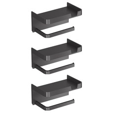 Balgeunliving 免打孔支架型衛生紙架, 3個, 黑色