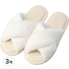 니토리 따뜻한 리본 털 거실화, 아이보리, 3개