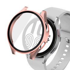 iamdue Galaxy Watch 鋼化玻璃全覆蓋保護殼 混合式, 玫瑰粉