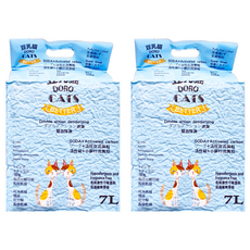 DORO CAT 豆乳貓 活性碳與小蘇打雙重除臭顆粒低過敏極細豆腐貓砂, 天然豆腐黃豆製成 快速結團 超輕量設計 99%無粉塵 好鏟易清理, 無香, 7L, 2包