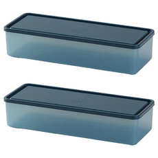 JAJU Soft Fresh密封保鮮盒 藍色 2100ml, 2個